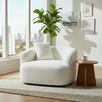 كرسي استرخاء ودوار قماش أبيض - بتصميم فاخر وأنيق *...