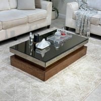 طقم طاولات ضيافة 5 قطع خشب سنديان بني مستطيل بسطح...