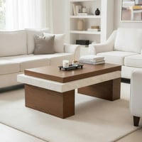 طاولة ضيافة خشب سنديان وبديل رخام بني 130x70x50 سم