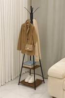 علاق ملابس دورين خشب بني حديد أسود - بتصميم فاخر و...