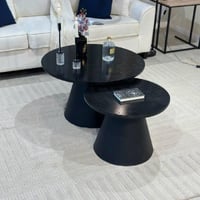 طقم طاولات ضيافة خشب أسود مع 4 خدمةAB