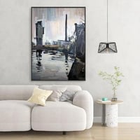 لوحة جدارية تجريدية مودرن انعكاس مدينة ليلي 80x120...