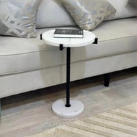 طاولة خدمة جانبية أسود سطح رخام صناعي أبيض 35x35x5...