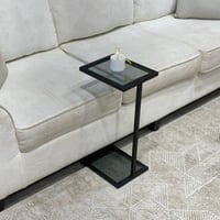 طاولة خدمة سوداء قاعدة سطح سفلي زجاج أسود و سطح عل...