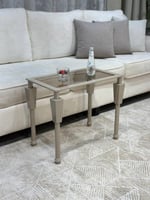 طقم طاولات ضيافة شمباني زجاج بني شفاف مع 4 طاولات...