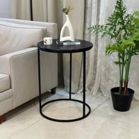 طاولة جانبية خشب وحديد أسود 40x40x57 سم