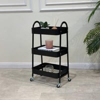 رف تخزين مطبخ 3 أدوار – حديد متين متحرك بكفرات