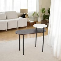 طاولة جانبية خشب وحديد أسود وأبيض 70x30x56 سم