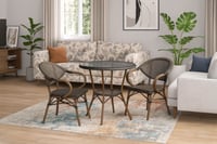 طقم طاولات حد يقه مع 2كراسي بني غامق