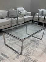 طاولة ضيافة استيل زجاج فضي 120x80x49 سم