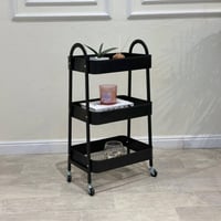 رف تخزين مطبخ 3 أدوار – حديد متين متحرك بكفرات