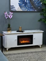 دفاية ديكور مع طاولة بلازما لون ابيض