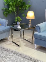 طاولة جانبية استيل فضي 55x55x55 سم