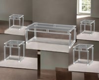 طقم طاولات شاي 5 قطع اكريليك شفاف مستطيل