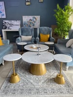 طقم طاولتين دائرية + 4 خدمة