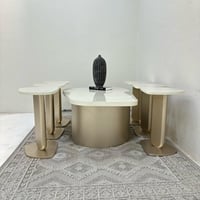 طقم طاولات ضيافة 7 قطع بديل رخام ترافنتينو وقاعدة...