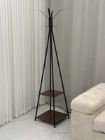 علاق ملابس دورين خشب بني حديد أسود - بتصميم فاخر و...