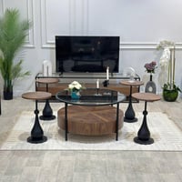 طقم طاولات قشرة جوز الهند 5 قطع