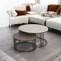 طقم طاولتين متداخلة خشب شكل رخام *WH