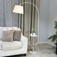 اباجورة ارضي بعمود أبيض مائل مع رف تقديم *أوتلت