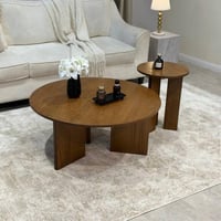 طقم طاولتين خشب سنديان لون بني - بتصميم أنيق