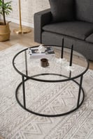 طاولة ضيافة حديد زجاج أسود 80x80x50 سمAB