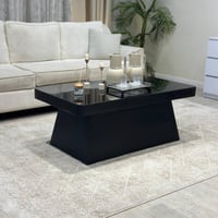 طقم طاولة ضيافة كنب خشب أسود سطح زجاج مرايا مع 4 ط...