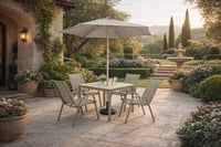 طقم جلسة طعام خارجية مودرن مع مظلة – بني داكن مع 4...