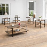 طقم طاولات ضيافة خشب بني 5 قطع