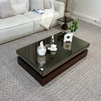 طقم طاولات ضيافة 7 قطع خشب سنديان بني مستطيل بسطح...