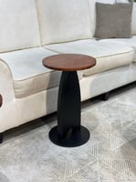 طقم طاولات ضيافة 7 قطع خشب سنديان وبني دائري وقاعد...