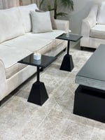 طقم طاولة ضيافة مع 4 خدمة لون أسود موديل عصري #MK