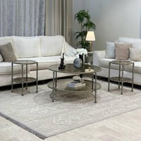 طقم طاولات ضيافة دورين حديد شمباني زجاج بني شفاف م...