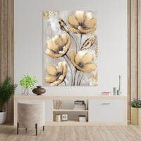 لوحة جدارية تجريدية مودرن أزهار ذهبية راقية 80x120...