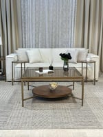 طقم طاولات ضيافة مع زاويتان جانبية سطح لون بنيTL