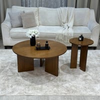 طقم طاولتين خشب سنديان لون بني - بتصميم أنيق