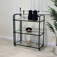 عربية تقديم أسود 3 دور سطح شفاف - بتصميم عصري أنيق