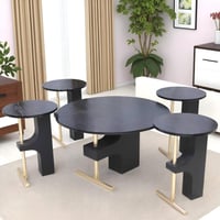 طقم طاولات ضيافة مودرن خشب سنديان أسود مع 4 طاولات...