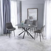 طاولة طعام سطح سيراميك رمادي 4 كراسي