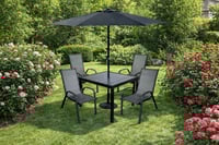 طقم جلسة طعام خارجية مودرن مع مظلة – بني داكن مع 4...