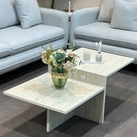 طاولة ضيافة بديل الرخام بيج 120x60x45 سم