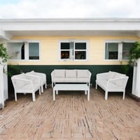 طقم جلسة كنب خارجية 7 أشخاص لون بيج