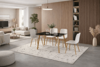 طقم طاولة طعام زجاج شفاف بتصميم فاخر وعصري 6 كراسي