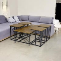 طقم طاولات ضيافة 5 قطع لون خشبي