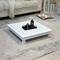 طاولة طبليه خشب شكل مربع لون أبيض