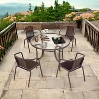 طاولة مع 4 كراسي بني