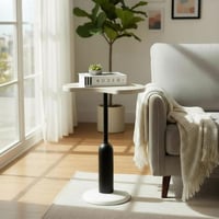 طاولة خدمة حديد أسود سطح خشب بيج - بتصميم فاخر وأن...