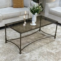 طقم طاولة تقديم مع 4 خدمة - تصميم زجاجي بإطار بني...