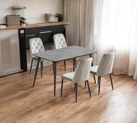 طاولة طعام سيراميك لون رمادي مع 4 كراسي