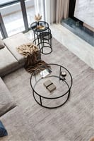 طاولة ضيافة حديد زجاج أسود 80x80x50 سمAB